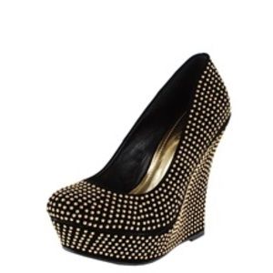 alba black and gold heels